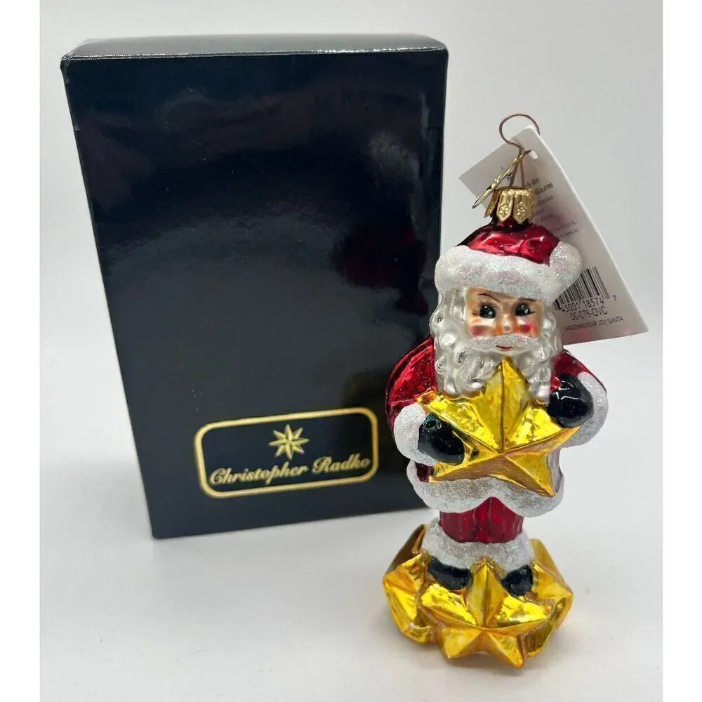 Christopher Radko CHRISTMAS JOY Christmas Ornament 00-076-QVC SANTA‎ GOLD STAR